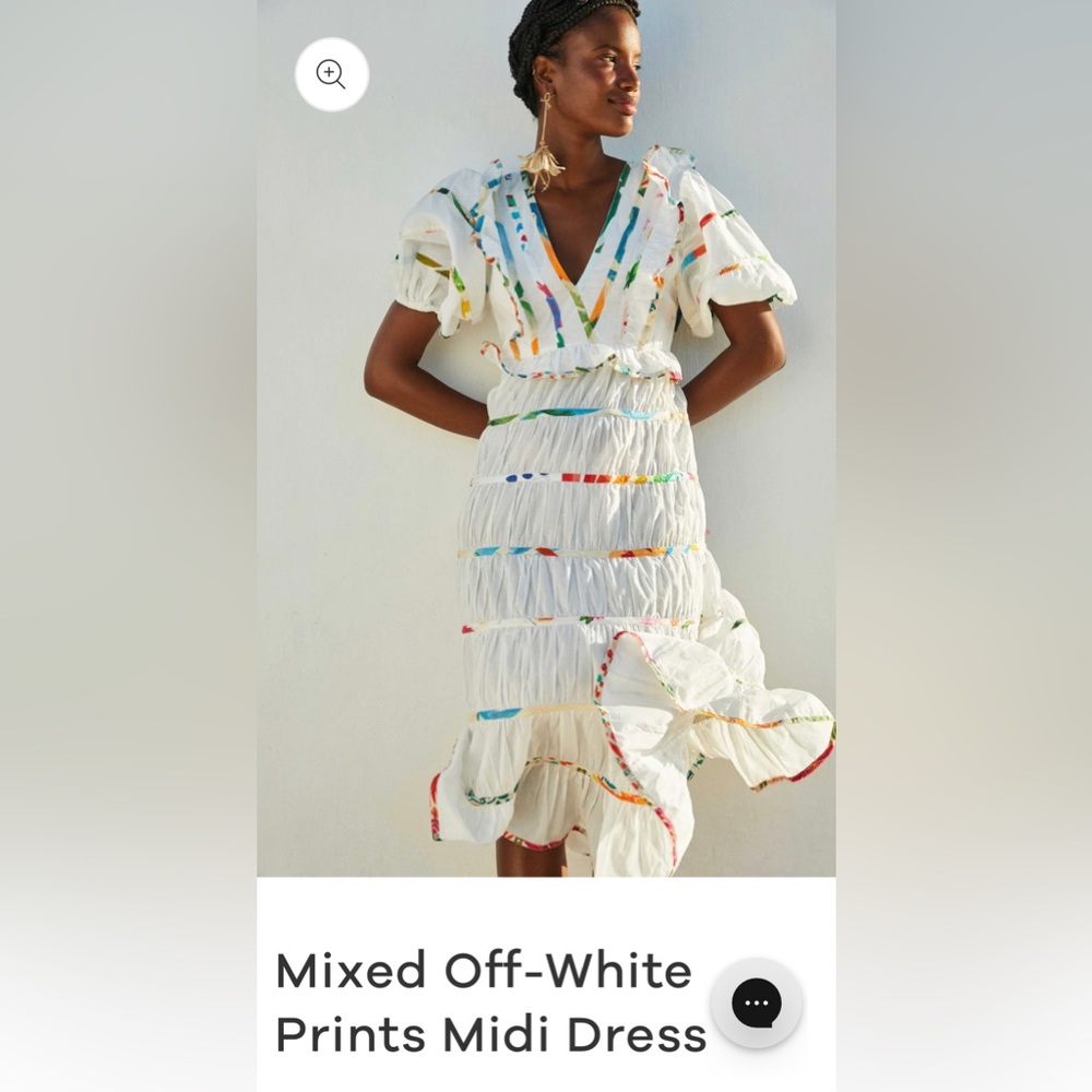 Farm Rio Mixed Off-White Prints Midi Dress